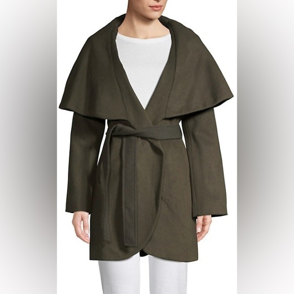 Tahari Marla Wool-Blend Coat - [M, Khaki Green]